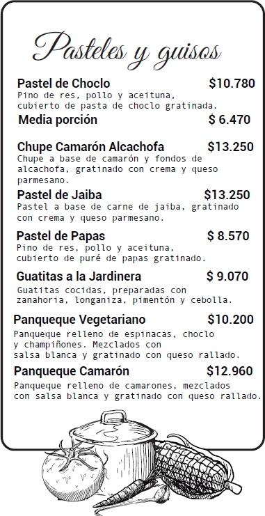 pasteles y guisos