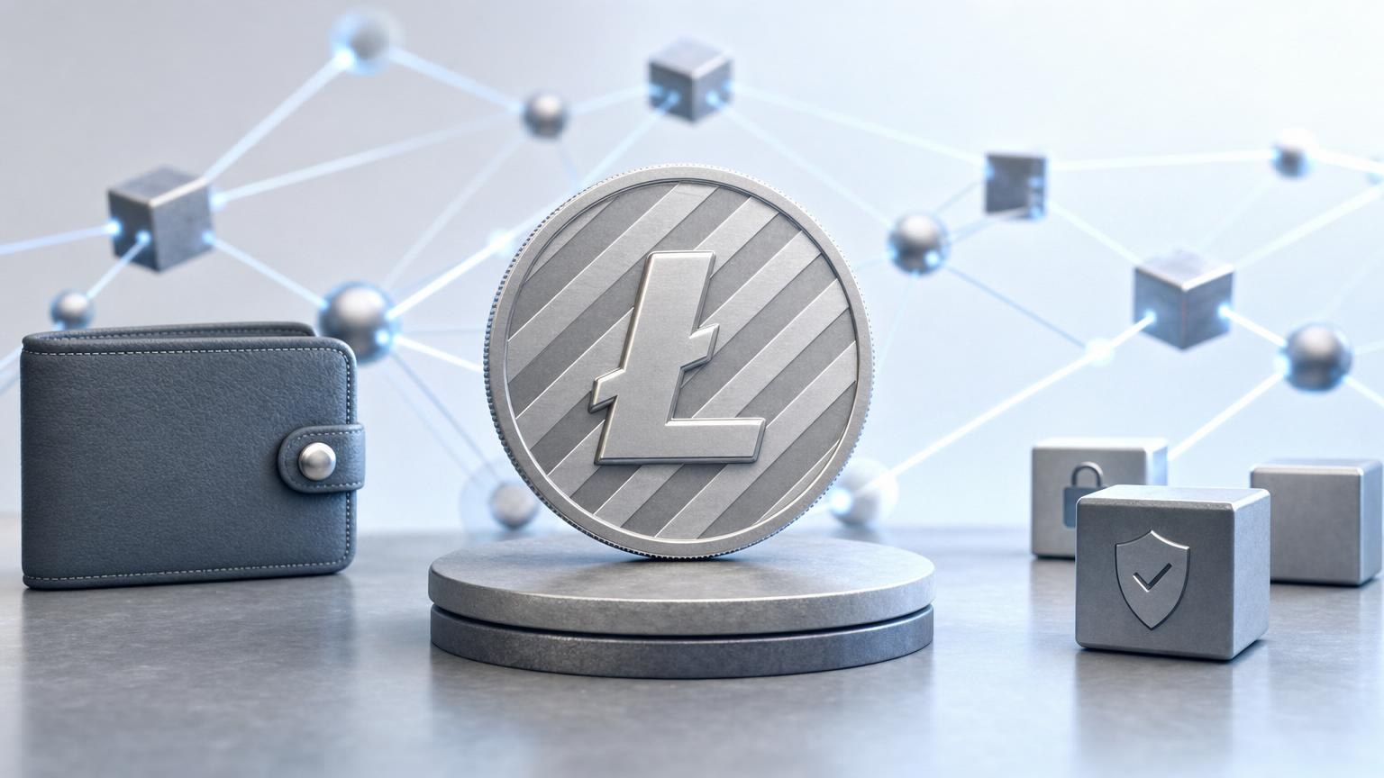 Mapa conceptual de Litecoin con la red, las transacciones, la minería, las carteras y los principales usos de LTC